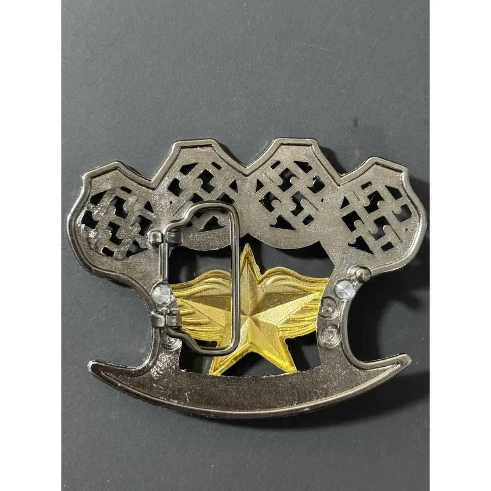 Y2K Tapout Golden Winged Star Knuckles Belt‎ Buckle